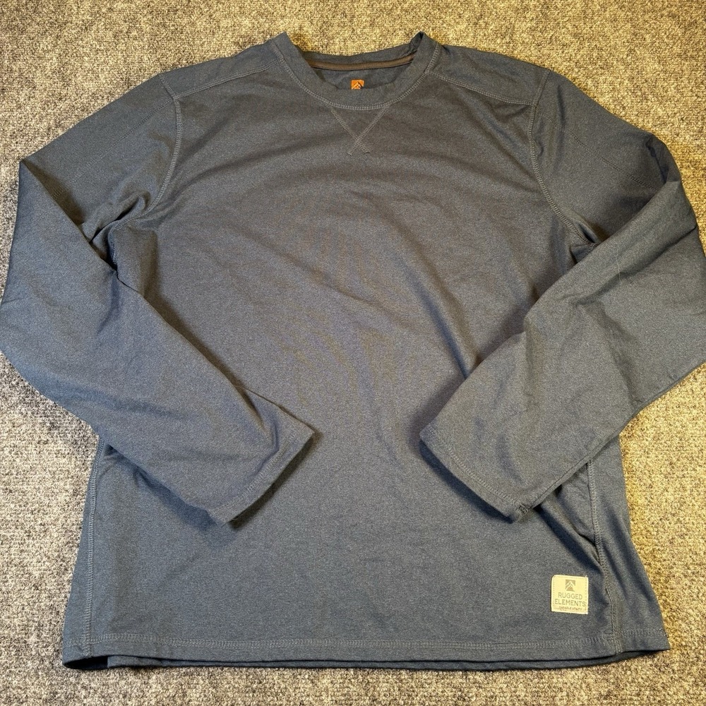 Rugged‎ Elements Performance Shirt Mens L Blue Long Sleeve Utility Stretch Tee